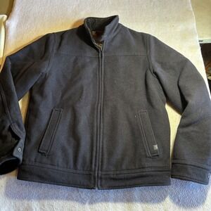 Abercrombie Fitch Mens Wool Blend Bomber Jacket Size L Black Full Zip